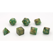 Dobbelstenen Stardust Groen/Amber 7set